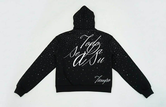 ( Pre-Order ) FULL RHINESTONE HOODIE - RED / BLACK